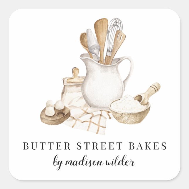 Bakery Pastry Chef  Watercolor Product Labels (Front)