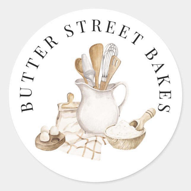 Bakery Pastry Chef Watercolor Product Labels (Front)