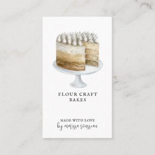 Bakery Pastry Chef Watercolor White Cake Dessert B Business Card