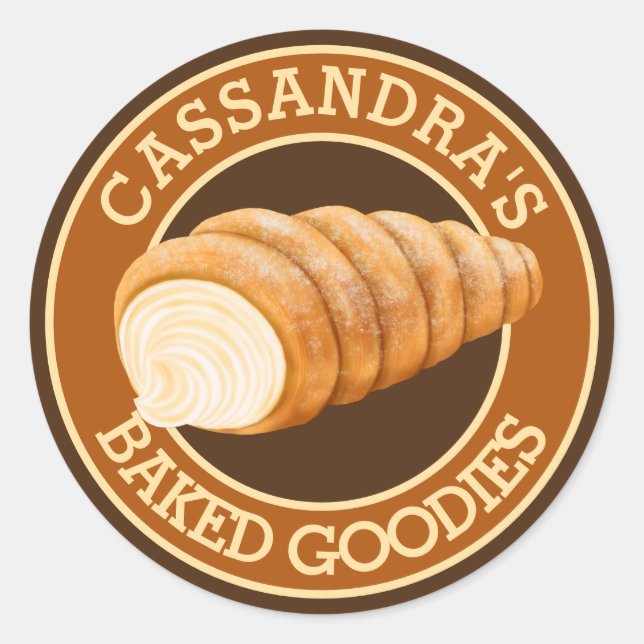 Bakery Pastry Cream Horn Bread Baker’s Logo Classic Round Sticker (Front)