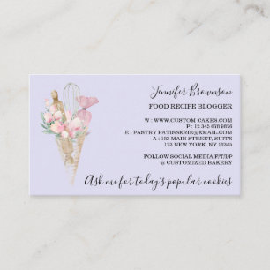 Bakery Pastry Flowers Boho Creative chef lilac Business Card