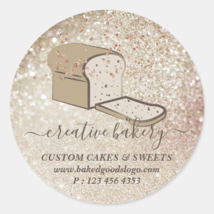 Bakery Pastry glitter sparkle bread slice Classic Round Sticker