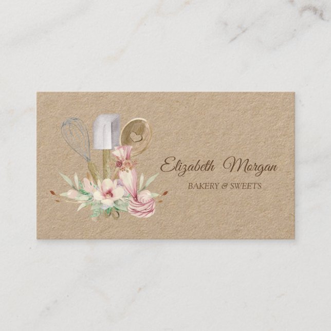 Bakery Pastry Hand Tools Floral Bakery Business Card (Front)