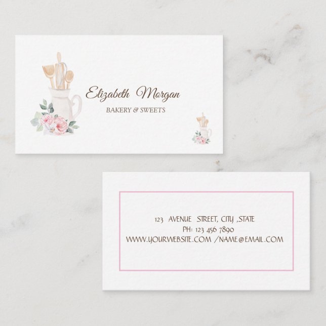  Bakery Pastry Hand Tools Flowers   Business Card (Front/Back)