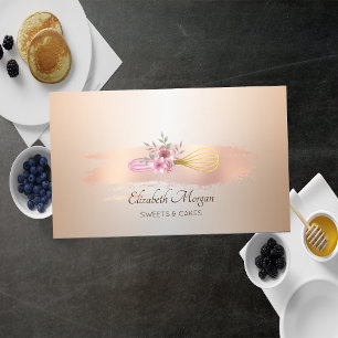 Bakery Pastry Hand Tools Rose Gold Brush Stroke  Business Card