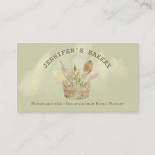 Bakery pastry patisserie chef rustic design cute business card
