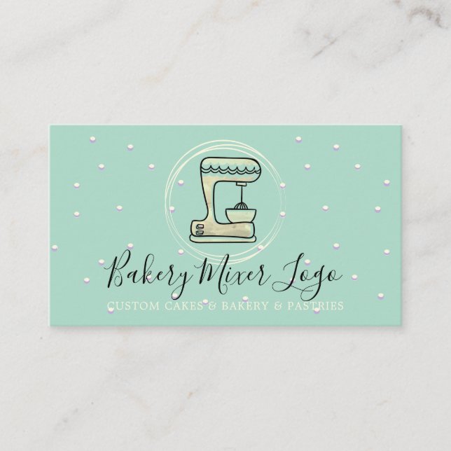 Bakery Pastry Patisserie cute green Business Card (Front)