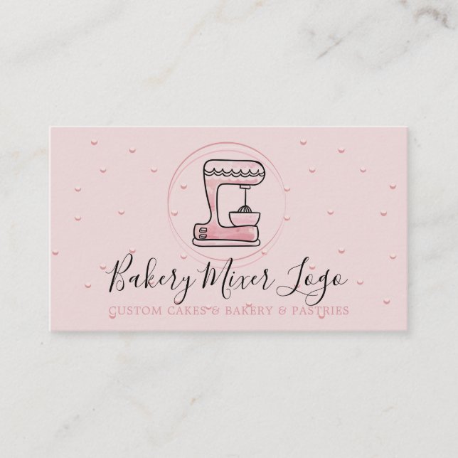 Bakery Pastry Patisserie logo Circle pink Business Card (Front)