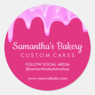 Bakery Pastry Pink Abstract Cake Dripping Classic Round Sticker
