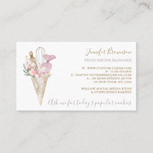 Bakery Pastry Pink Flowers Boho Creative chef Business Card