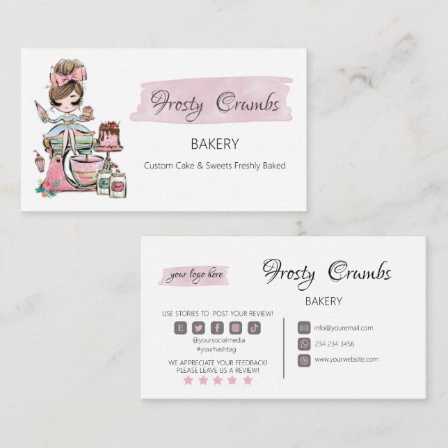 Bakery Pastry Sweets Cupcakes   Business Card (Front/Back)