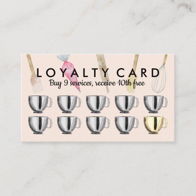 Bakery pastry tools Loyalty Punch Business Card (Front)