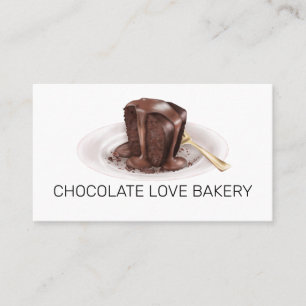 Bakery Pastry Watercolor Chocolate Cake Business Card