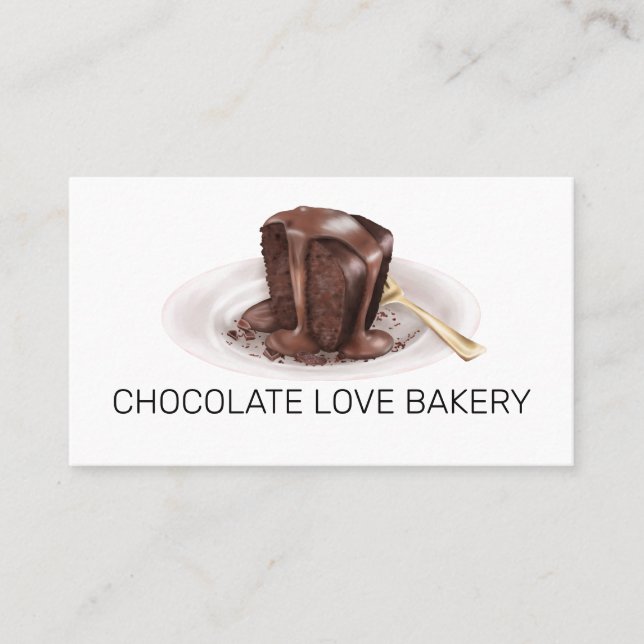 Bakery Pastry Watercolor Chocolate Cake Business Card (Front)