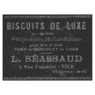 Bakery Patisserie French Vintage Black Ad Border Tissue Paper