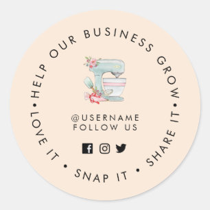 Bakery Peach Social media follow   Classic Round Sticker