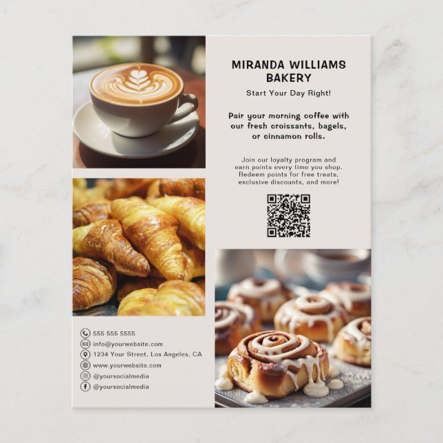 Bakery Personalised Photo Social Media QR Flyer (Front)