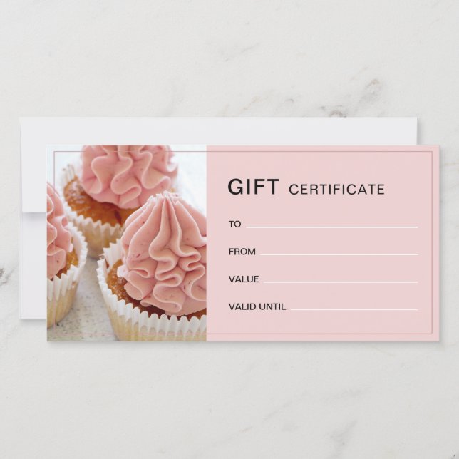 Bakery Photo QR Pink Business Gift Certificate (Front)