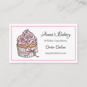 Bakery    Pink and Silver Cupcake Business Card