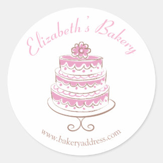 Bakery Pink Cake Packaging Marketing Sticker