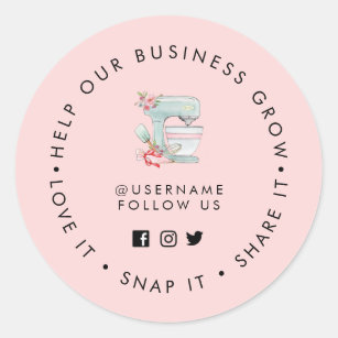 Bakery Pink Social media follow  Classic Round Sticker