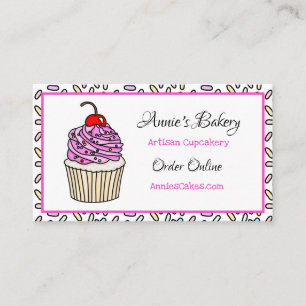 Bakery Pink Sprinkled Cupcake Business Card