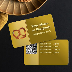 Bakery Pretzel with Gold Metal Look - catering Business Card