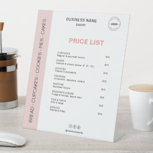 Bakery Price List Menu Pedestal Sign