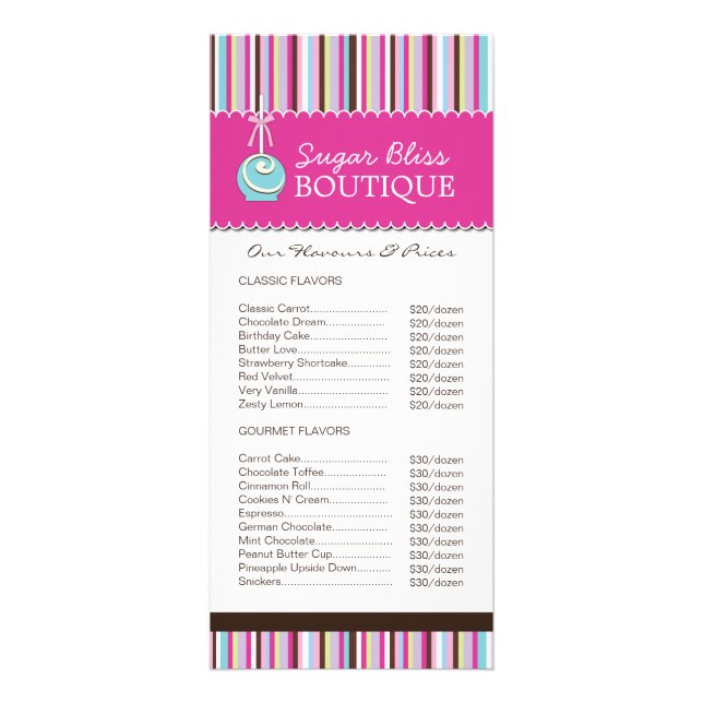 Bakery Price List Rack Card (Front)