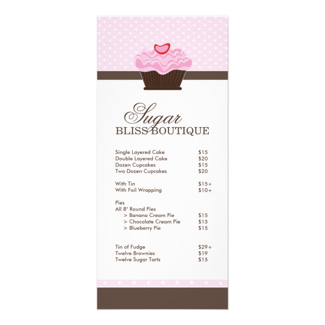 Bakery Price List Rack Card (Front)