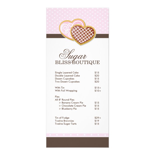Bakery Price List Rack Card (Front)