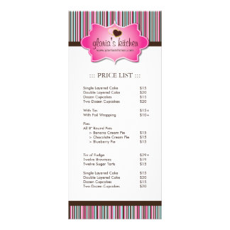 Bakery Price List Rack Card