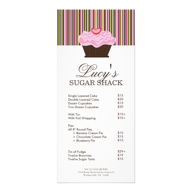 Bakery Price List Rack Card (Front)
