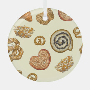 Bakery Products: Vintage Seamless Pattern. Glass Tree Decoration