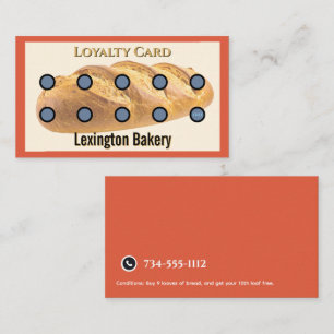 Bakery Punch Card Pastry Loyalty Card Bread Red
