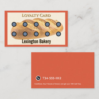 Bakery Punch Card | Pastry Loyalty Card Bread Red