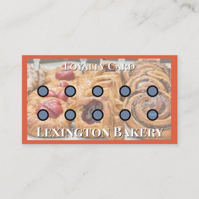 Bakery Punch Card | Pastry Loyalty Card Red (Front)