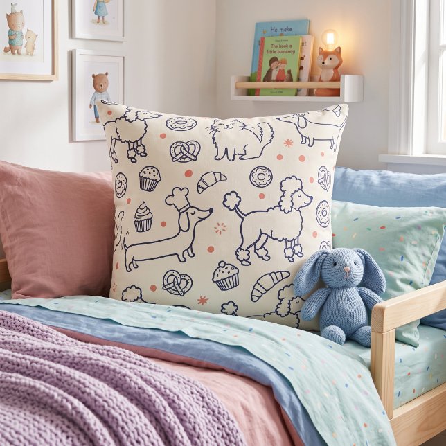 Bakery Pups & Kitties Navy Cushion (Creator Uploaded)