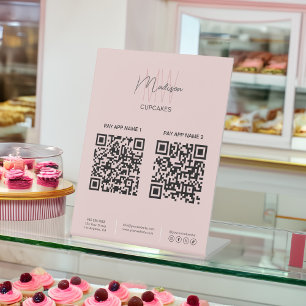 Bakery QR Scan To Pay Monogram Logo Business Pedestal Sign