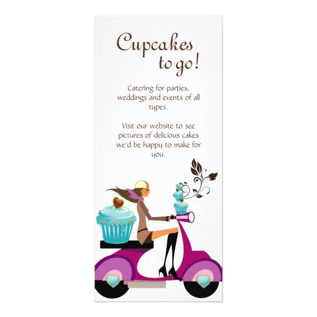 Bakery Rack Card Cupcake Scooter Blue (Front)