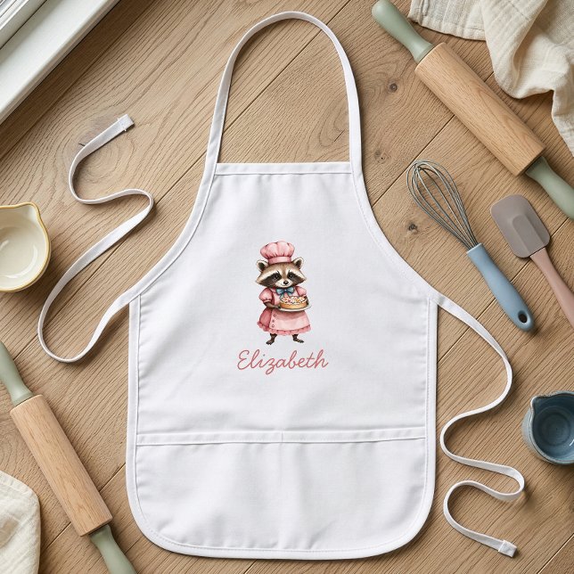Bakery Racoon Cute Personalised Kids Apron (Creator Uploaded)