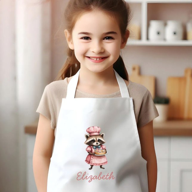 Bakery Racoon Cute Personalised Kids Apron (Creator Uploaded)