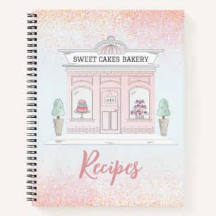 Bakery Recipe Notebook Pink Glitter