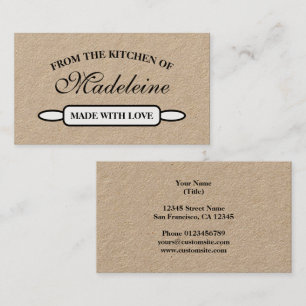 Bakery rolling pin home baking pastry catering business card