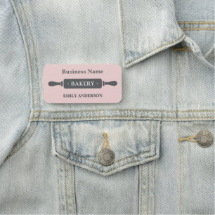Bakery Rolling Pin Pink Business Name Tag