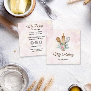 Bakery Rolling Pin Square Business Card