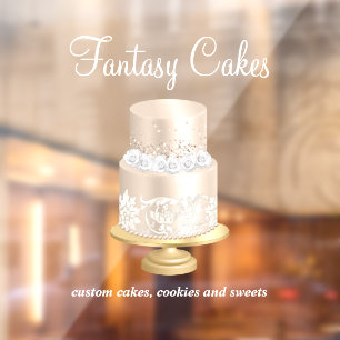 Bakery Rose Gold White Script Window Cling