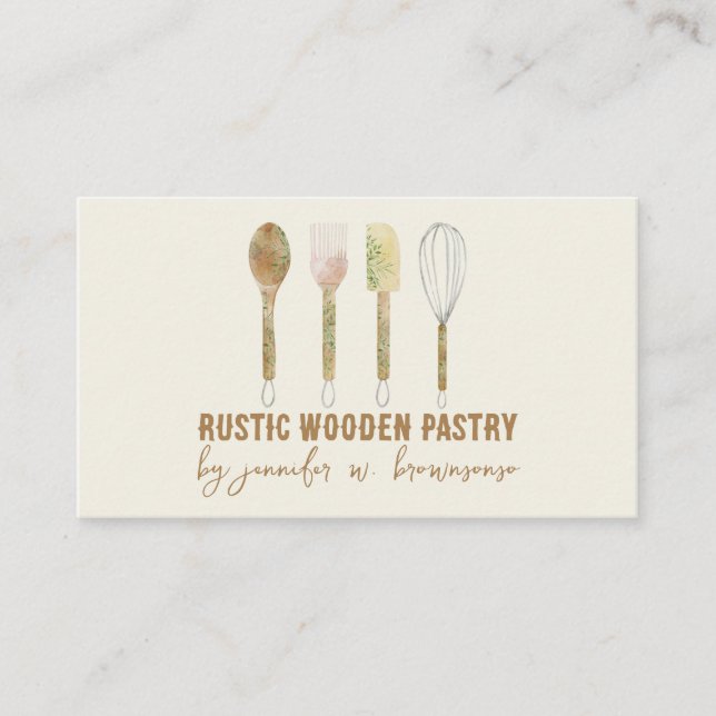 Bakery Rustic cake decoration Ivory Business Card (Front)
