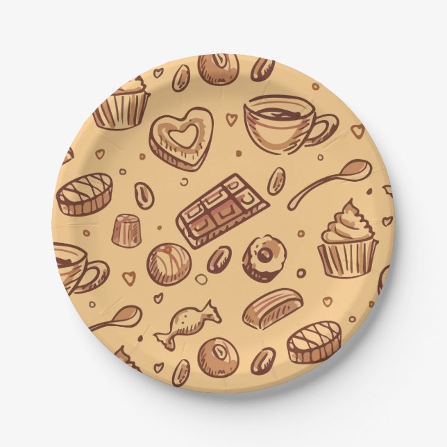 Bakery seamless pattern paper plate (Front)