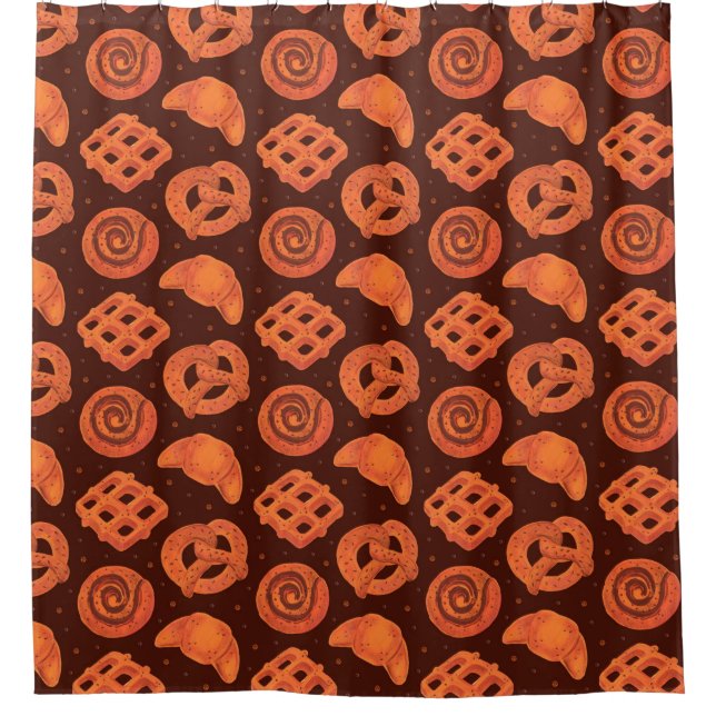 Bakery seamless pattern, texture. Boulangerie shop Shower Curtain (Front)